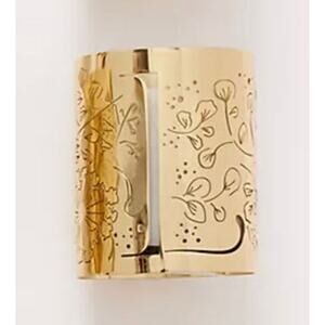 Monogram "L" Etched Gold Tone Metal Sparkling Grapefruit Candle